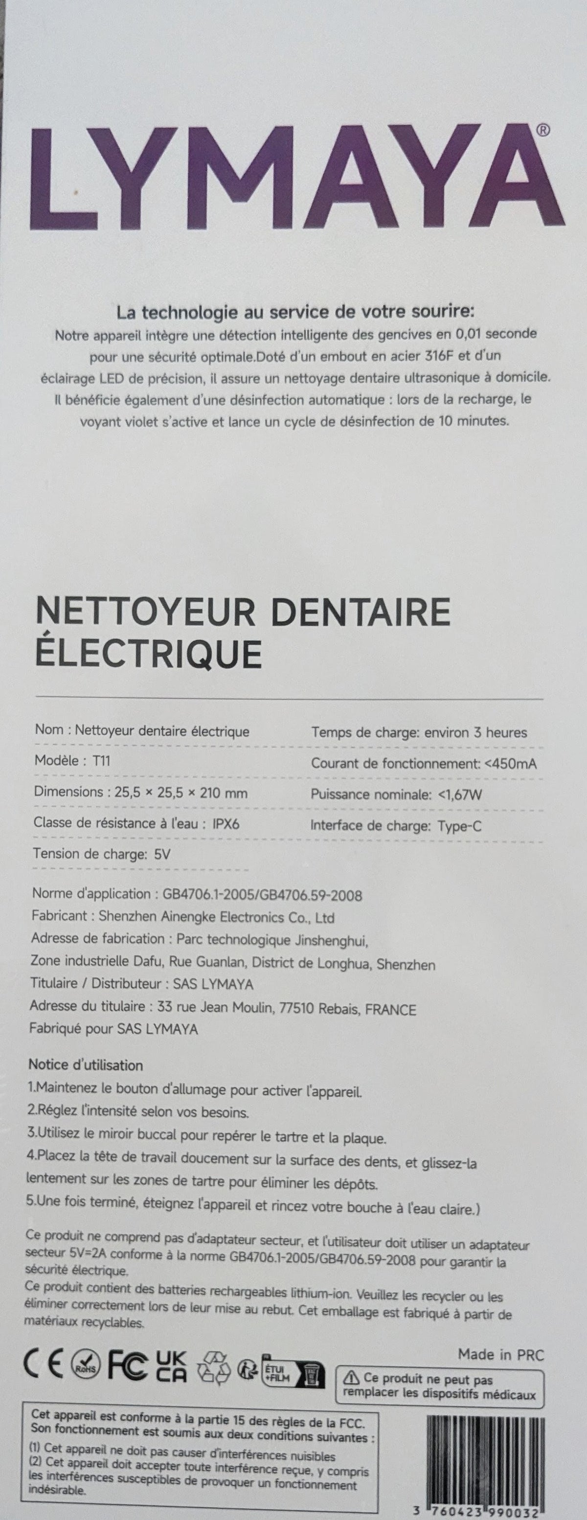 LYMAYA Ultrasonic Dental Scaler - Anti-Plaque & Anti-Tartar